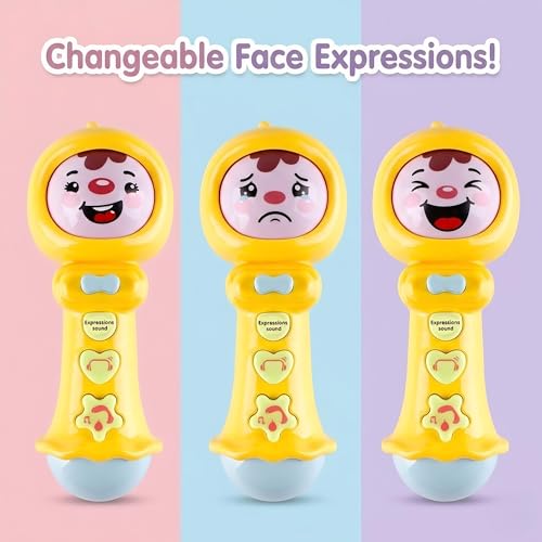 Image of Crackles Baby Rattle Toy with Changeable Face Expressions & Sound | Musical Infant Toys with Lights & Buttons | Early Learning Sensory Toy for Babies & Toddlers (Battery Operated, 2 AA Not Included)