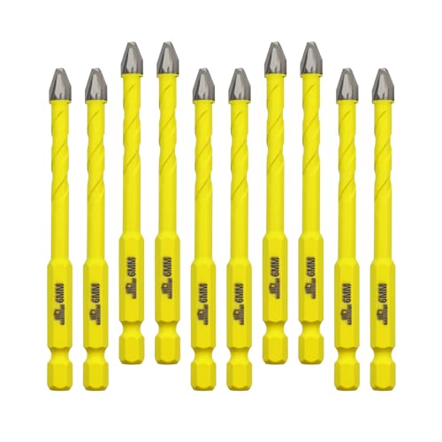Schräger Kopf Exzenterbohrer 6MM Bitsätze DARTOTEK Spiralbohrer Holz/Kunststoff/Glas/Beton Ziegel Multi-Material-Bohrer mit Bit-Aufbewahrungskoffer, 10 Stück
