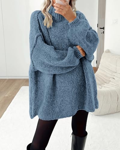 Btfbm Women'S Long Pullover Sweaters 2024 Fall Winter Mock Neck Long Sleeve Thick Oversized Casual Knitted Jumper Tops thumb #2