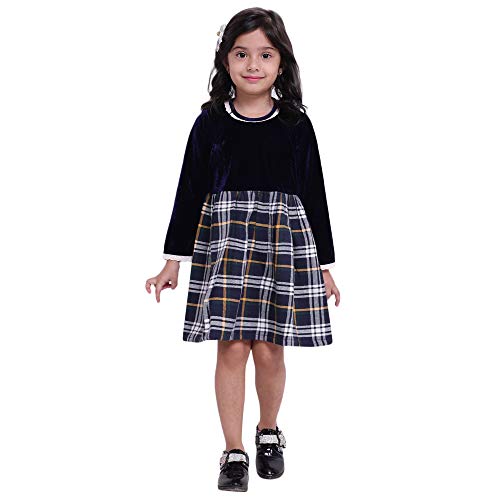 Image of BownBee Velvet Twill Full Sleeve Dress for Baby Girl-Black