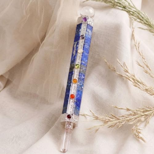 Image of Lapis Lazuli 7 Chakra Healing Crystal Wand Natural Polished Gemstone for Reiki Healing, Meditation, Chakra Balancing, Energy Cleansing, Aura Healing, Feng Shui Decor & Spiritual Gift