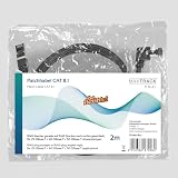 MaxTrack Cat 8.1 kabel krosowy - TI51-2L, kabel LAN do zastosowań 25GBase-T/40GBase-T/50GBase-T, kabel krosowy, kat. 8.1 kabel sieciowy, wtyczka RJ45 prosta do wtyczki RJ45 zagięta w prawo