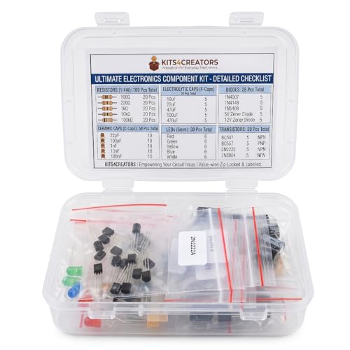 Image of Electronics Component Kit, 250+ Components, Resistors, LEDs, Capacitors, Diodes, Transistors