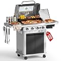 4 Burner Propane Gas Grill with Infrared Sear Side Burner for Outdoor BBQ