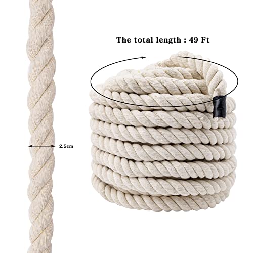 1 Inch x 49 Feet Natural Cotton Rope, 3 Strand Twisted Cotton Cord, Super Thick Soft Cotton Rope for Crafts, Sports Tug of War, Hammock, Home Decorating Wedding Rope by MYIU - Image 2