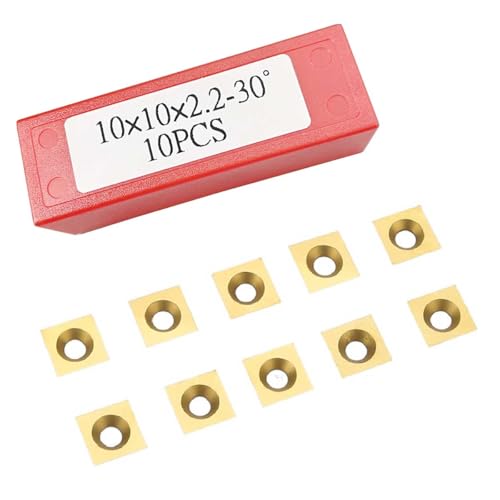 YANSYUAN Titanium-Coated Tungsten Carbide Replacement Inserts for CNC Spoilboard Surfacing Router Bits & Wood Turning Tools, Square 10x10x2.2mm, 30 Degree Cutting Angle, Durable Carbide Blades,10 PCS