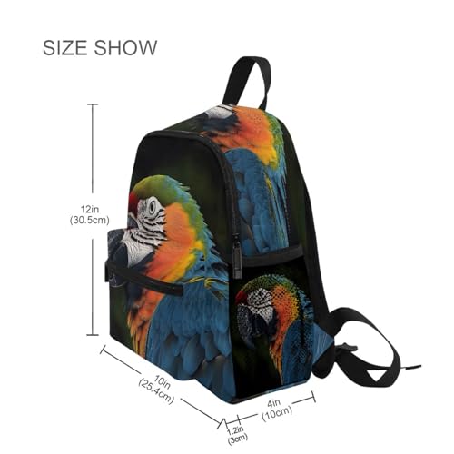 ALAZA Toddler Backpacks for Boys Girls Parrot Portrait Kids Backpack with Chest Clip and Name Tag,S4
