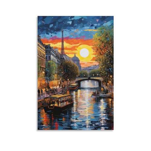 Peinture sur toile paysage urbain pour déco chambre et séjour