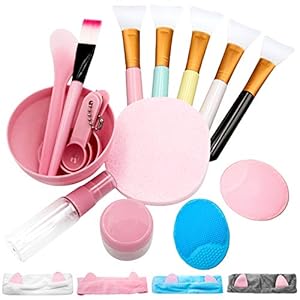 5 Stück Maskenpinsel, Maskenpinsel Set Silikon mit Haarbänder und Maskenschüssel, Gesichtsmaske Pinsel Set Kosmetik Make…