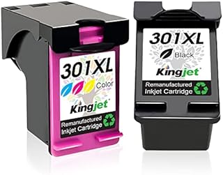 Kingjet 301XL Ink Cartridges, Remanufactured for HP 301 301XL Ink Combo Pack, for Deskjet 1000 1010 1050 1510 1512 2050 2050A 2510 2540 3050, Envy 4500 4502 4503 5530 5532 2620 ( Black Colour, 2-Pack)