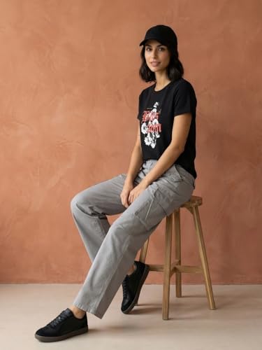 Image of NOBERO 100% Cotton T-Shirts for Women Stylish | Regular Fit | Graphic Printed T Shirts for Women 180 GSM Combed Cotton | Crew Neck Half Sleeve