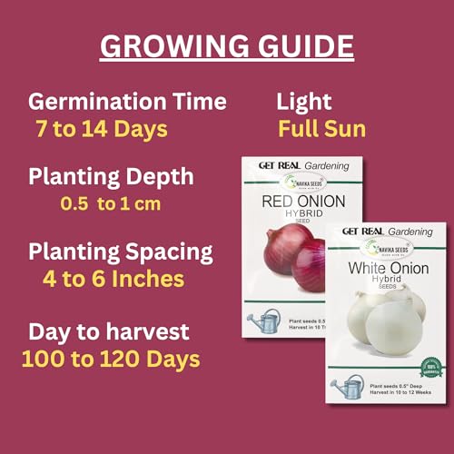 Image of Navika Seeds Red Onion & White Onion Seeds Combo (2 x 5g) for Home Gardening & Farming | High Germination | Organic Vegetable Seeds | Free Growing Guide Included