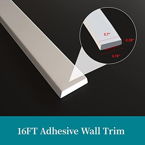 NeatiEase Wall Trim, 4.9M Peel and Stick Molding Trim, Waterproof Border, Waterproof Self Adhesive Trim for Frame, Door, Tile, Mirror( White)