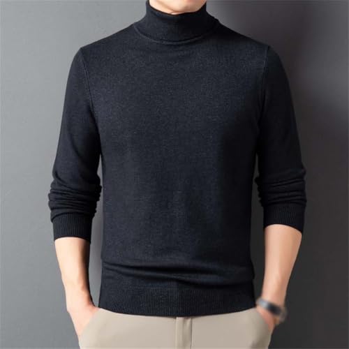 Men's Warm Turtleneck Sweater, Casual Slim Fit Basic Tops Knitted Lightweight Turtleneck Pullover Sweater4
