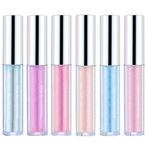 Bysiter Glitter Liquid Lipsticks Set of 6 Diamond Shimmer Metallic Lipstick Waterproof Long Lasting Shinning Lip Gloss Face Eye Cosmetic Glow Shimmer Makeup Kit (6 Pcs)