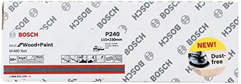 Bosch Professional 2608621276 G240, Set of 50 Sanding Sheets M480 Best (Wood and Paint, 115 x 230 mm, Grit P240, Accessories for Orbital Sanders), Beige, 115 x 50 x 230 mm, Pieces