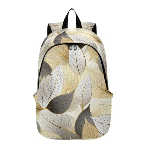 MCHIVER Travel Backpack Gold Fall Leaf Casual Daypack Backpacks Lightweight Carry on Bag Water Resistant Hiking Backpack for Women Men