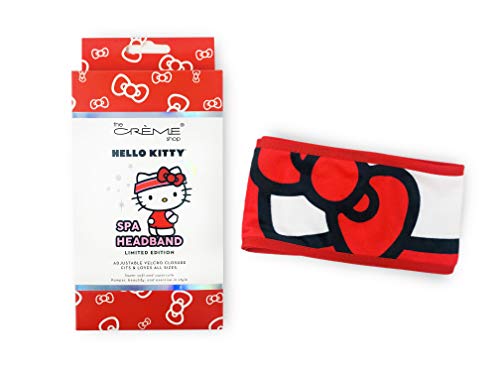 The Crème Shop Korean Skincare Beauty Facial Sweat Hair Towel, Non-slip Stretch Comfortable Wrap Band Adhesive Makeup Wash Spa Elastic - The Crème Shop x Sanrio Spa Headband (Hello Kitty)