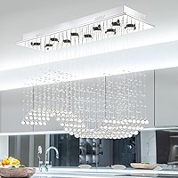 Siljoy Modern Crystal Chandelier, 8-Light Rectangular Wave