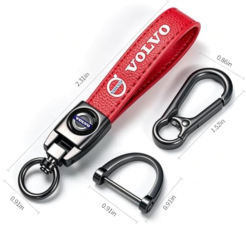Image of Car Leather Keychain Key Ring Accessories red