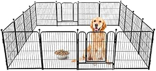 PawGiant Dog Pen Heavy Duty Metal,16 Panels 80CM Height Puppy Pen for Indoors Outdoors, Pet Playpen for Dog Puppy Cat Rabbit Duck Free Running, Dog Exercise Fence Cage for RV Travel, Camping, Garden