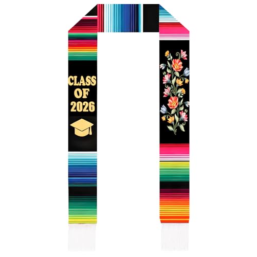 AHONEY Graduation Stole Class of 2026 Mexican Serape Graduation Sash for 2026, Floral Design with Traditional Stole for College University Ceremony Gift for Him Her