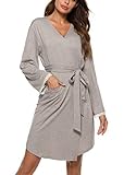 【WEICHER BADEMANTEL】Die Robe besteht aus weichem 95% Rayon und 5% Spandex, ist luxuriös weich und leicht, bequem und ideal für Wärme oder zum Faulenzen, Spa oder nach dem Baden und Reisen. Es ist auch gut für Schwangerschaft und Stillzeit.