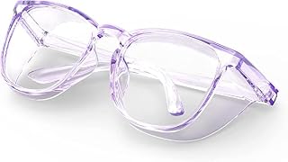 TOREGE Safety Glasses, Safety Goggles Eye Protection With Anti-Fog And Anti-Blue Light Lenses For Women Nurse (Light Purple Blue&Clear Lens)