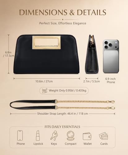 Image of VASCHY Clutch Purse for Women,Fashion Vegan Leather Cut-Out Handle Evening Handbag Crossbody Shoulder Bag for Wedding,Party