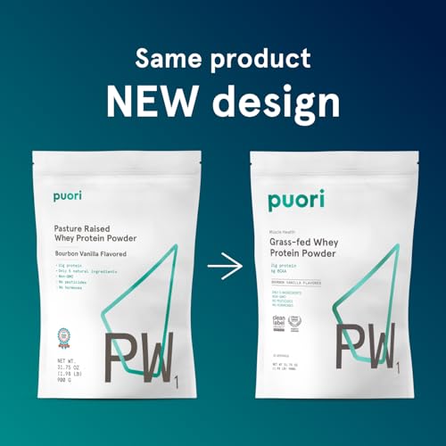 Puori Whey Protein Powder, Bourbon Vanilla - PW1 Pasture-Raised, Grass-Fed Whey Protein Powder Drink Mix containing BCAA Amino Acids - Post-Workout Supplement for Muscle Gain & Recovery - 30 Servings - Thumbnail 3