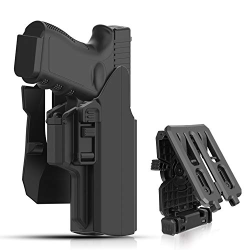 efluky Universal OWB Holster for Glock 17 19 19X 45 Outside Waistband Paddle Belt Holster Fits S&W M&P 9MM Springfield XD Beretta 92fs Full Size Pistols, 360° Adjusting Cant Tactical Holster, RH