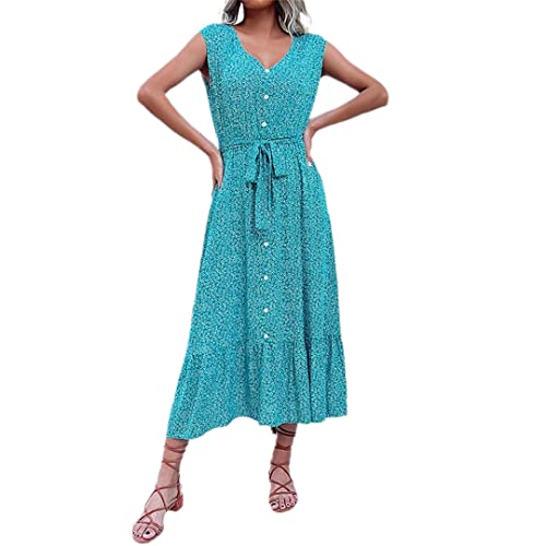 Robe d'été fleurie Dninmim à col en V - Taille XXL EN8