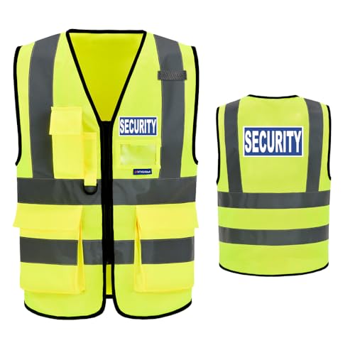 6XL 7XL 8XL SECURITY Hi Vis Vests SECURITY High Visibility Safety Vest 6XL 7XL 8XL SECURITY High Vis Vest with zipper pockets