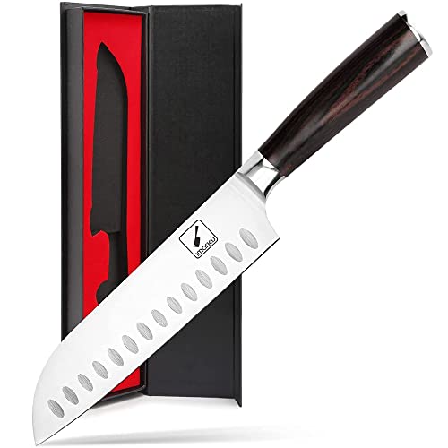 imarku Chef Knife 7 Inch Kitchen Knife Ultra Sharp Santoku Knife – 7Cr17Mov Japanese Chefs Knife, Kitchen Gadgets 2024, Birthday Gifts for Him Her, Best Gifts with High-End Gift Box