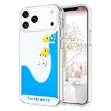 LUVI Compatible with iPhone 17 Pro Liquid Case Cute Funny Cartoon Moving Water Duck Quicksand Flowing Floating Waterfall Protective Soft Silicone Rubber Cover for Women Girls Blue