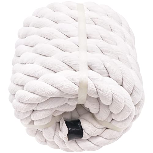 White Cotton Rope (1 Inch X 32 Feet) Natural Thick Rope For Landscaping, Railing, Climbing, Decorating,Tug Of War #TOP2
