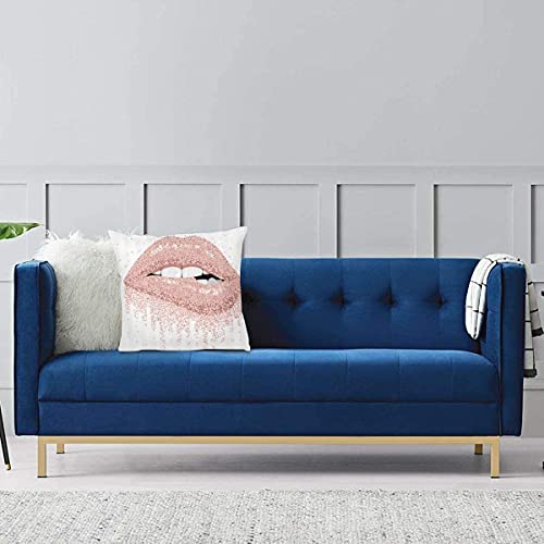 Antkondnm Pink Lips French Kiss In Young Couple Decorative Square Throw Pillow Covers Velvet Cushion Cover 18X18 Inches For Home Couch Sofa Bench Decor #TOP3