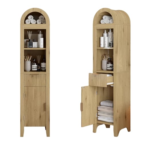 OOFAYJIA 64.2" Tall Arched Bathroom Storage Cabinet - Modern Farmhouse