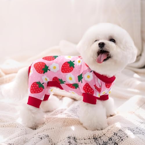 image for XPUDAC 4 Pieces Dog Pajamas for Small Dogs Pjs Clothes Puppy Onesies O