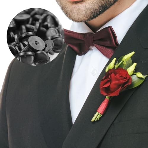 Miniatura 5 de 50 Piezas Mariposa Embrague Pin Backs Goma Para Pasadores De Solapa Fabricación De Joyas Sombreros Insignias Uniforme Negro 11.5mm Diámetro