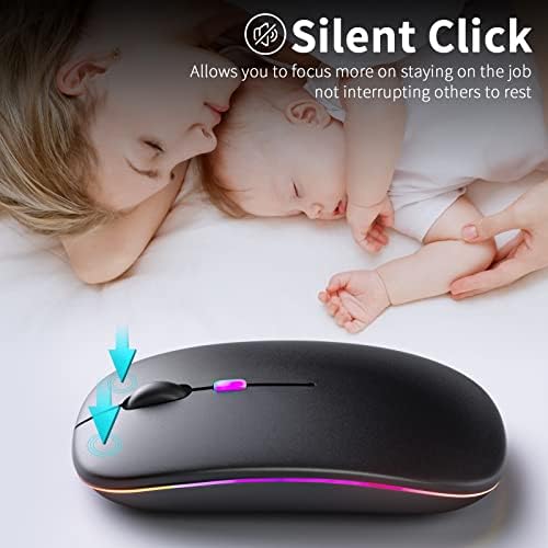 KANMABPC Wireless Bluetooth Mouse, Silent Dual Mode Mouse(Black) - 1