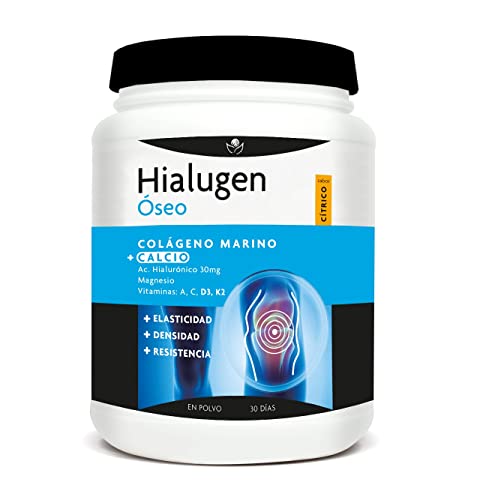 Hialugen Colágeno Marino Con Calcio, Magnesio, Acido Hialurónico Y Vitaminas A, C, D3 Y K2. 200 G. Envase En Polvo Para 30 Días De Tratamiento, color Blanco, Unico