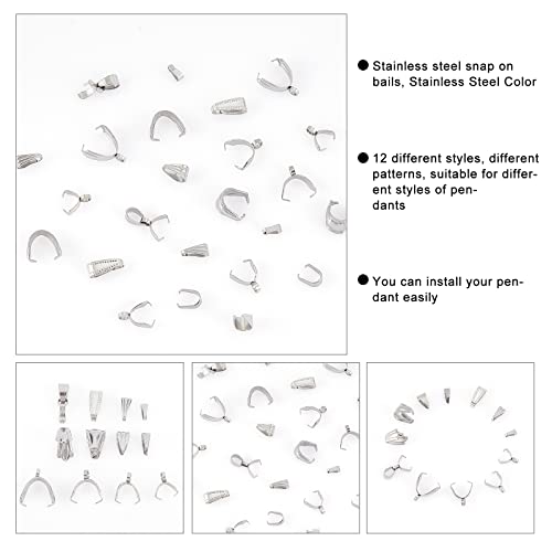 UNICRAFTALE Approximately 120 pcs Stainless Steel Snap On Bails Pendant Bails Connectors Charms Clasps for DIY Dangle Charms Jewellery 6-14 mm - Image 4