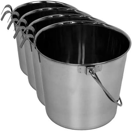 Advance Pet Product Heavy Stainless Steel with 2 Hook Bucket, 2 Quart Flat image 5