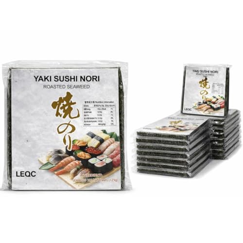 Sushi Nori Sheets &ndash; Professional Grade Seaweed for Sushi Rolls, Onigiri & Bento (half cut sheets)