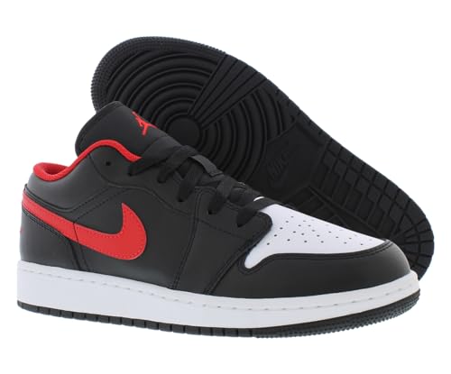 Jordan Boy's Air 1 Low (Big Kid) Black/Fire Red/White 5 Big Kid M4