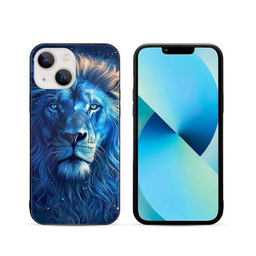CRIVOTA for iPhone 13 Mini Case - All-new Cool Lion Design, Glass Back + TPU Inner Shell, Extreme Slimness, Military-Grade Protection, Precise Cutouts, Cell Phone Cases for Boys Girls