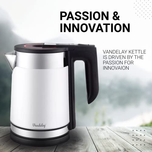 Vandelay Stainless Steel Electric Kettle (1.7L) Double wall, cool