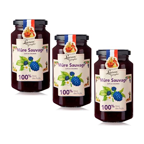 Georgelin | Mermelada de Moras Silvestres 100% Fruta de Azúcar | Más Mermelada Cocida Bosco en Caldero de Cobre - 3 Tarros de Vidrio | Relleno De Tartas Cocina