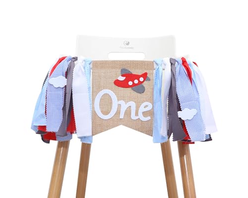 Airplane Highchair Banner for 1st Birthday - First Birthday Decor for Airplane Party, Photo Booth Props, Best Party Supplies and Gift